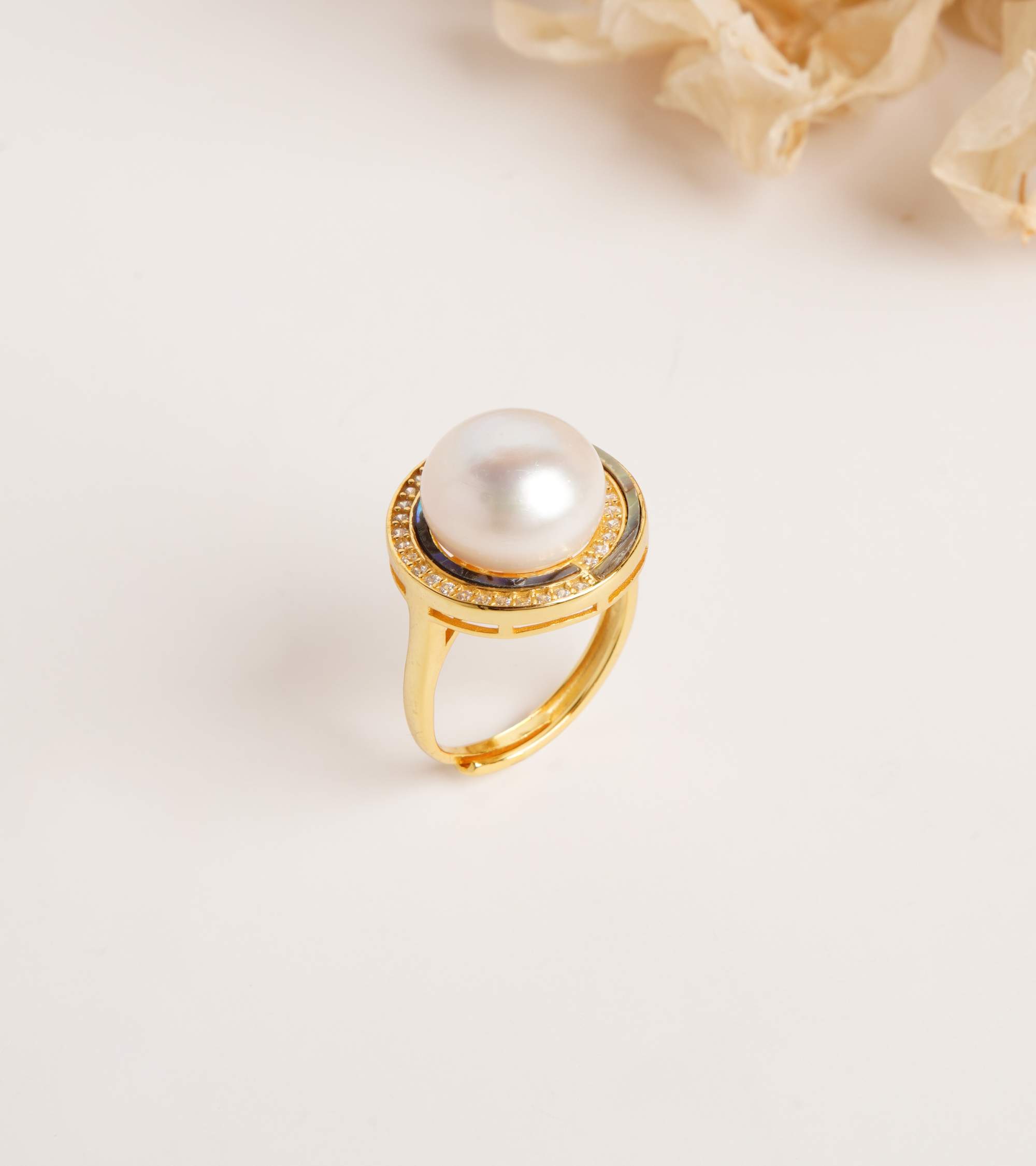 İnci ve Okyanus Sedefi Gümüş Yüzük