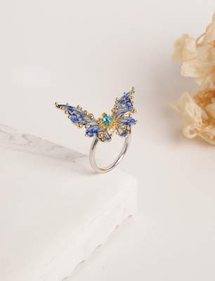 Silver Ring with Butterfly Design