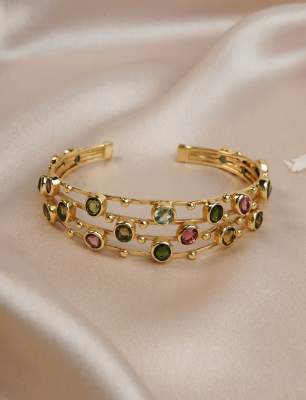 Fasetli Turmalin 14K Altın Bileklik