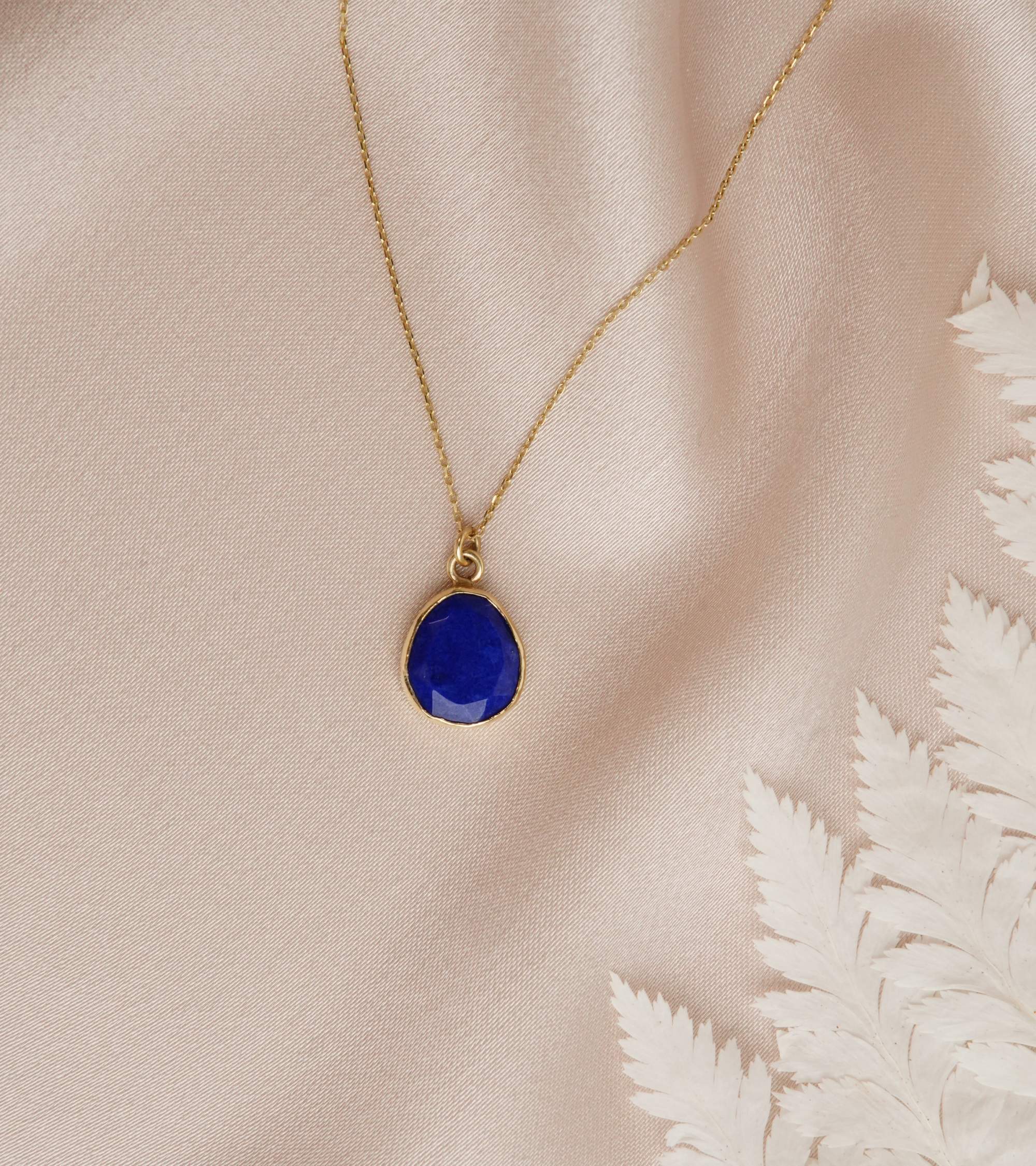 Lapis Lazuli Taşlı 14K Taşlı Kolye