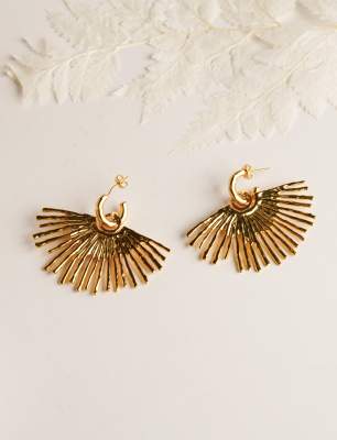 Brass Earring with Sun Design