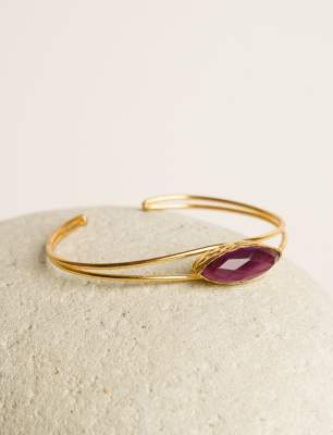 Ametist Taşlı Pirinç Bileklik