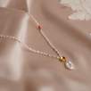 14K Gold Necklace with Pearl and Diamond Stones