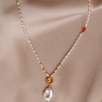 14K Gold Necklace with Pearl and Diamond Stones