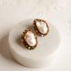 Silver Earring with Baroque Pearl and Agate
