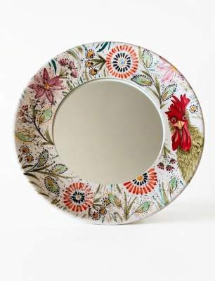 Ceramic Mirror with Rooster