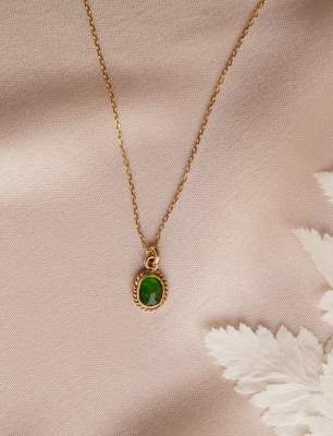 14K Gold Necklace with Chrome Diopside