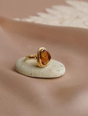 14K Gold Ring with Citrine Stone