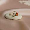 14K Gold Ring with Aquamarine and Fire Opal Stones