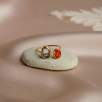 14K Gold Ring with Aquamarine and Fire Opal Stones