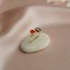 14K Gold Ring with Aquamarine and Fire Opal Stones