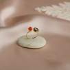 14K Gold Ring with Aquamarine and Fire Opal Stones