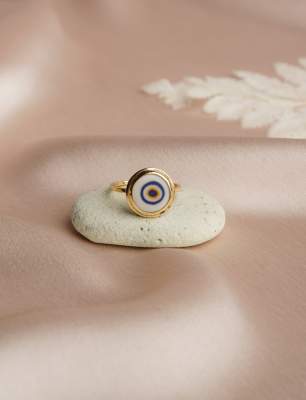 14K Gold Ring with Evil Eye
