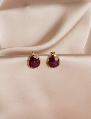 14K Gold Earrings with Ruby