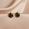 14K Gold Earrings with Moss Agate
