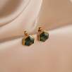 14K Gold Earrings with Moss Agate