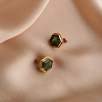 14K Gold Earrings with Moss Agate