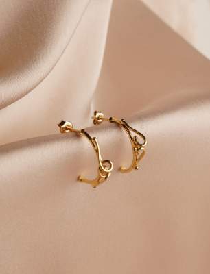 14K Gold Earrings with Ruby Stone