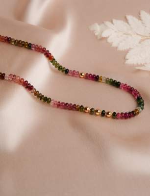14K Gold Necklace with Tourmaline Stone