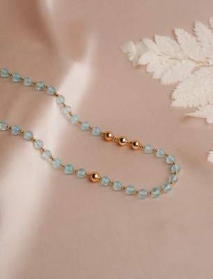 14K Gold Necklace with SkyBlue Stone