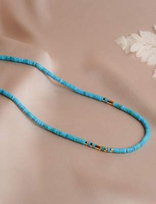 14K Gold Necklace with Turquoise Stone