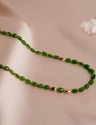 14K Gold Necklace with Chrome Diopside