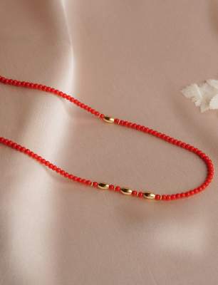 14K Gold Necklace with Coral