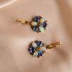 Silver Earrings with Kyanite, Opal and Raw Diamond
