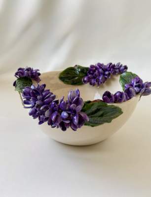 Middle Size Bowl with Lilac Flowers
