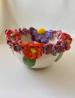 Middle Size Bowl with Mixed Flowers
