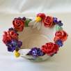 Middle Size Ceramic Bowl with Red Roses