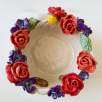 Middle Size Ceramic Bowl with Red Roses