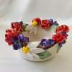 Middle Size Ceramic Bowl with Red Roses