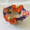Middle Size Ceramic Bowl with Big Orange Flower
