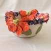Middle Size Ceramic Bowl with Big Orange Flower