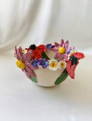 Büyük Gelincik Çiçekli Orta Boy Kase