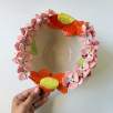 Middle Size Ceramic Bowl with Pinky Flowers