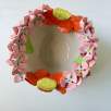 Middle Size Ceramic Bowl with Pinky Flowers