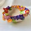 Middle Size Ceramic Bowl with Colorful Flower