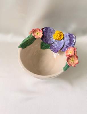 Small Bowl with Purple Flower