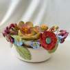 Middle Size Ceramic Bowl with Full Flowers