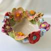 Middle Size Ceramic Bowl with Full Flowers