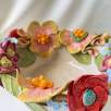 Middle Size Ceramic Bowl with Full Flowers