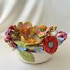 Middle Size Ceramic Bowl with Full Flowers
