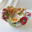 Middle Size Ceramic Bowl with Full Flowers