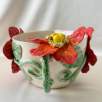Middle Size Bowl with Big Orange Flowers
