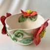Middle Size Bowl with Big Orange Flowers