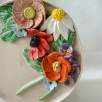 Ceramic Plate with Daisy and Poppy Flowers
