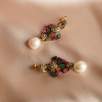 Silver Earrings with Raw Diamons, Tourmaline Stones