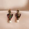 Silver Earrings with Raw Diamons, Tourmaline Stones